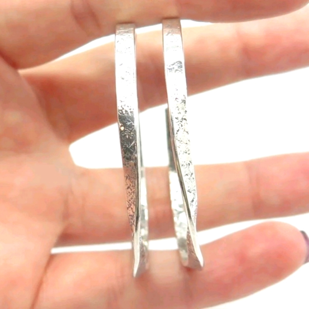 SILPADA .925 Sterling Silver Textured Twisted Hoop Twist of Fate Earrings P1731